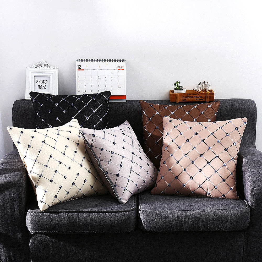 42.5 * 42.5 cm Fashion Grid Bed Sofa Throw Pillow