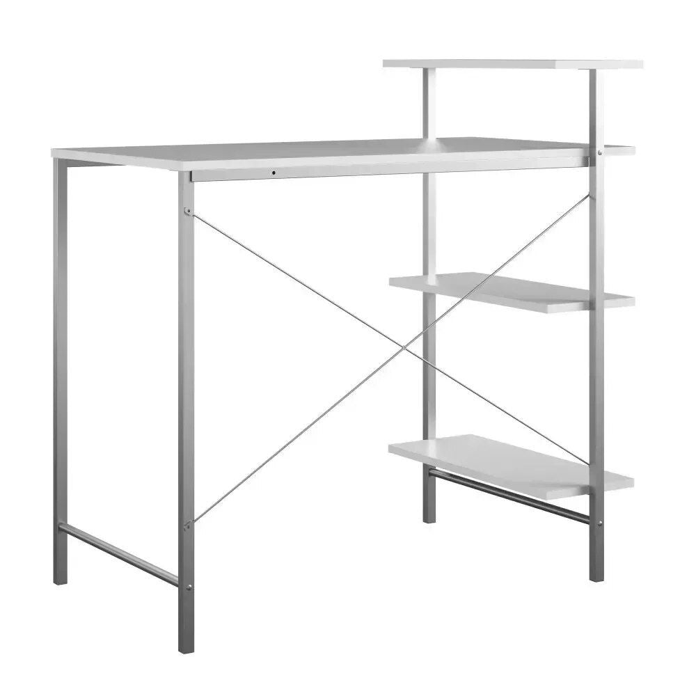 Compact White Student Desk with Side Storage