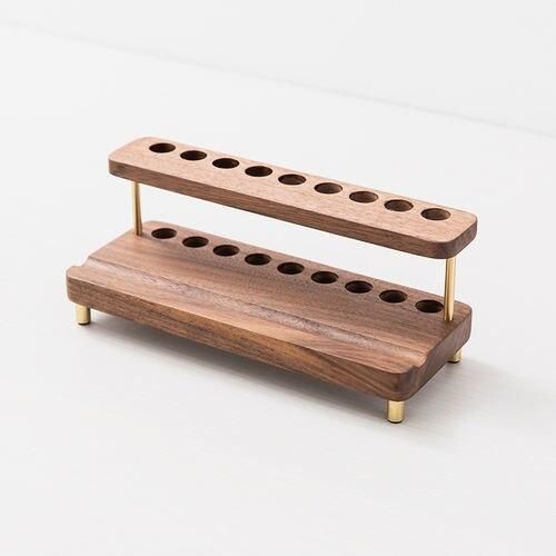 Elegant Black Walnut Wood Desk Organizer for Phones, Tablets, and Stationery