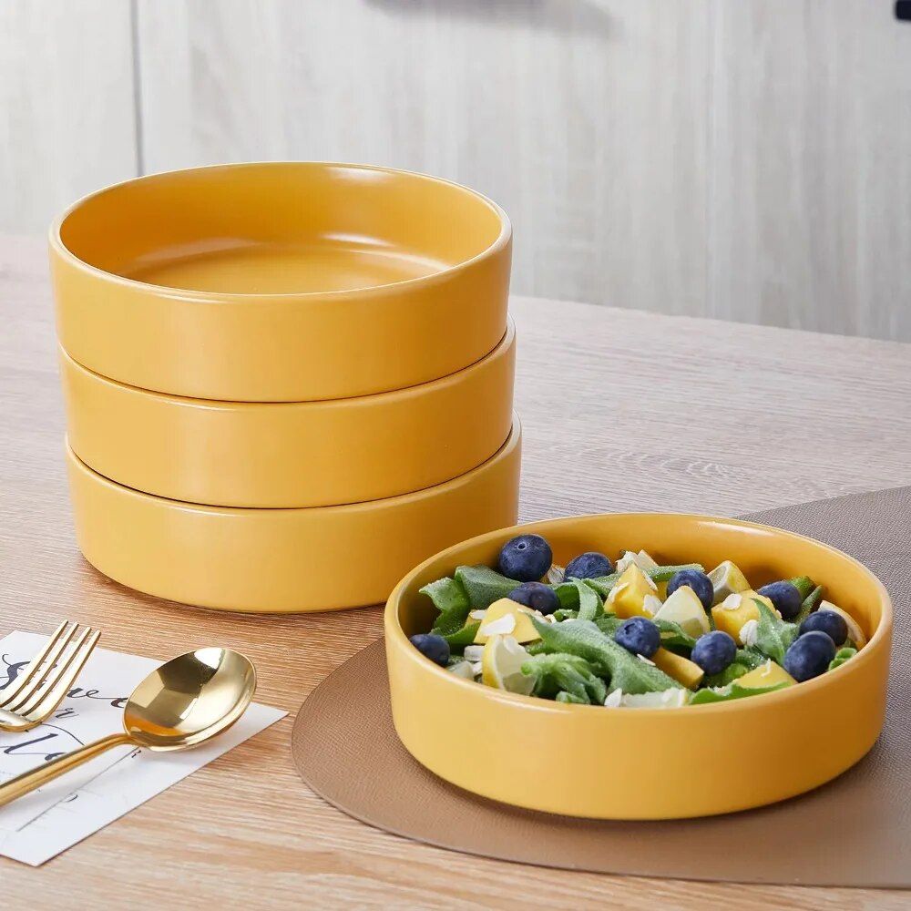 Stoneware Dinnerware Set, 16-Piece, Service for 4, Vibrant Yellow