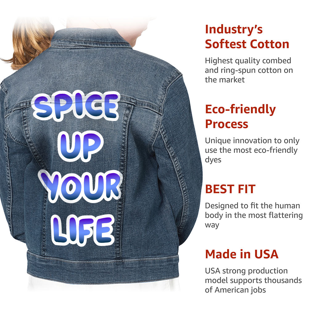 Spice Up Your Life Kids' Denim Jacket - Motivational Jean Jacket - Quote Denim Jacket for Kids