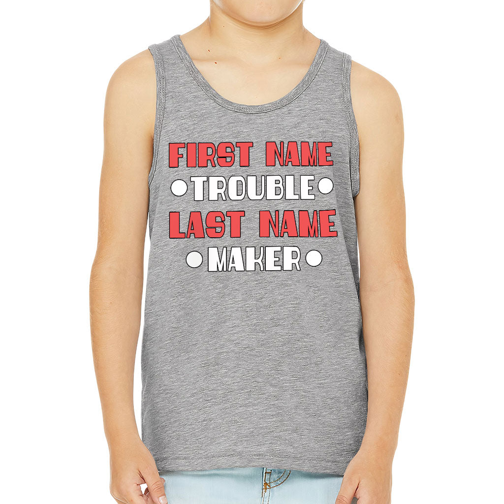 Trouble Maker Kids' Jersey Tank - Funny Sleeveless T-Shirt - Cool Kids' Tank Top