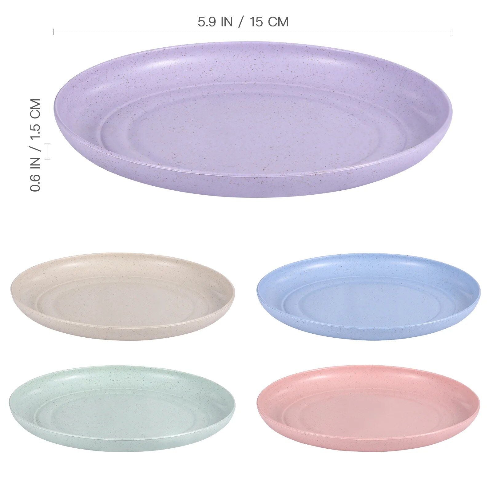 Eco-Friendly Wheat Straw Dinner Plates - 5pcs Unbreakable and Lightweight Set