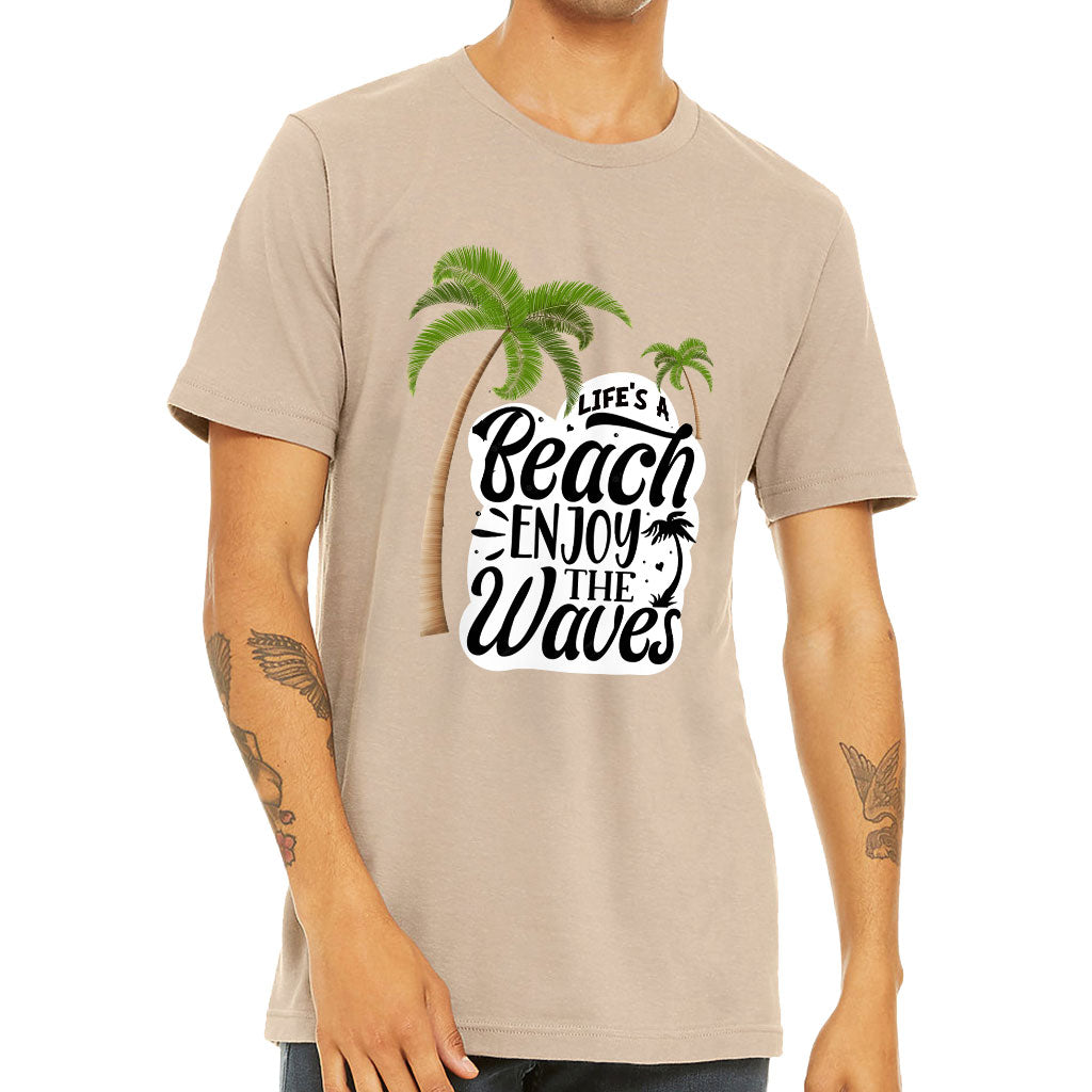 Life's a Beach Enjoy the Waves Short Sleeve T-Shirt - Cute T-Shirt - Illustration Short Sleeve Tee