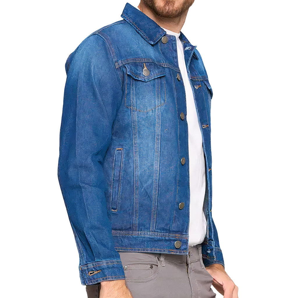 No Pain No Gain Dark Washed Men's Denim Jacket - Trendy Denim Jacket - Best Design Jacket for Men