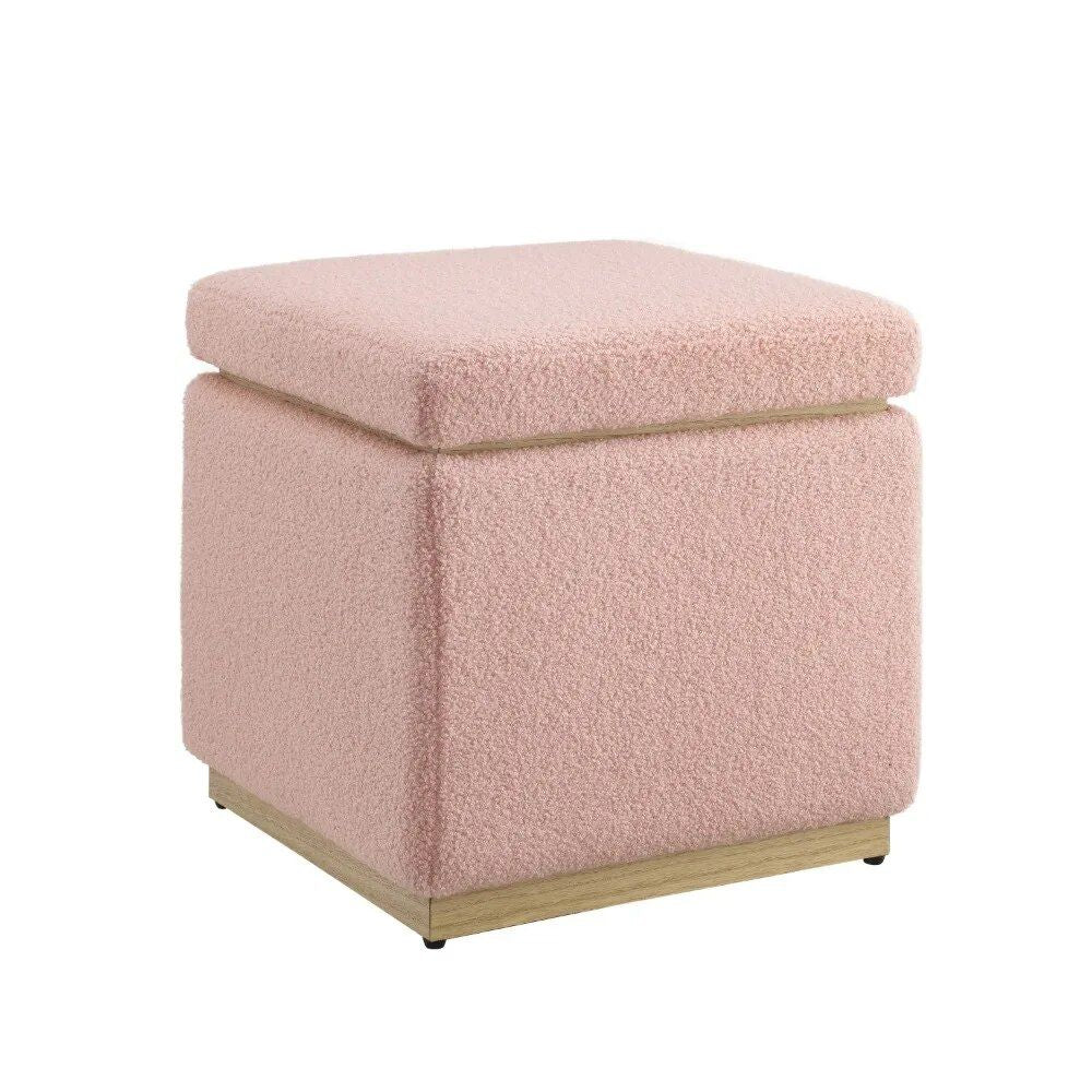 Blush Sherpa Square Storage Ottoman