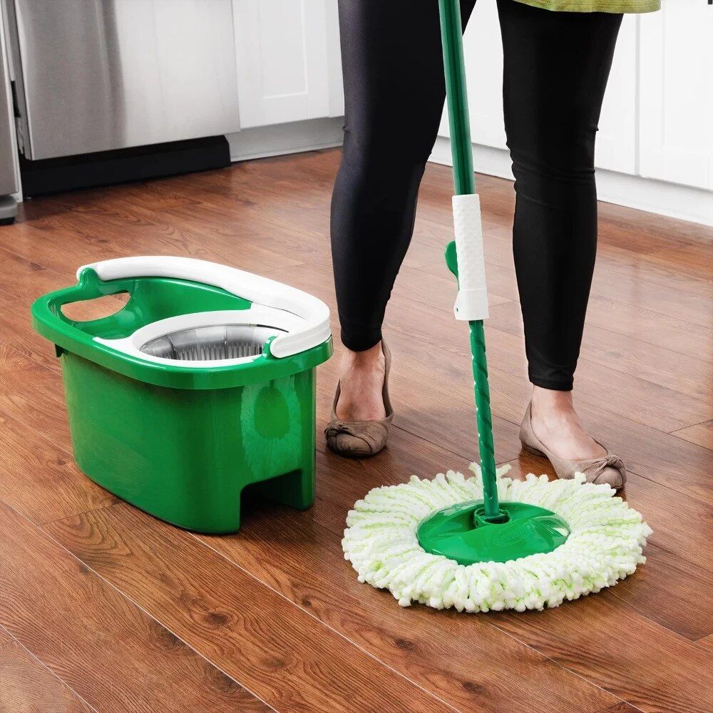 360° Spin Mop & Bucket - Microfiber Head with Adjustable Handle and Corrosion-Resistant Bucket