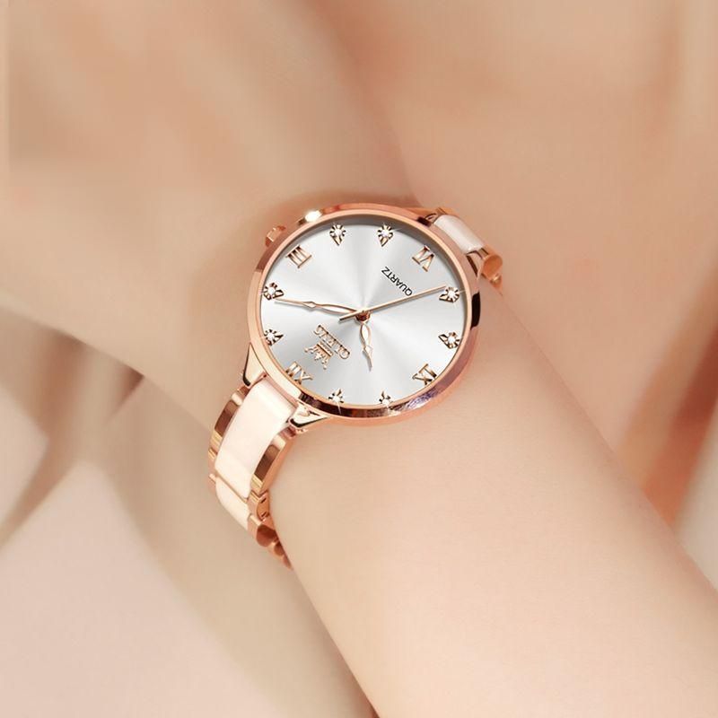 Elegant Women's Luxury Fashion Watch with Diamond Inlay, Waterproof & Luminous Quartz Wristwatch