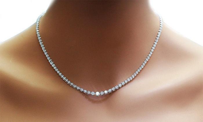 42.00 CTTW Cubic Zirconia Tennis Necklace | Silver Milo