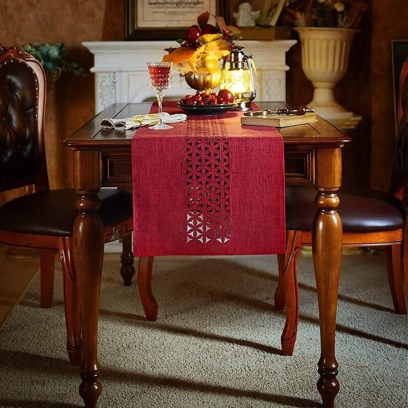 Elegant Gray Hollow Table Runner