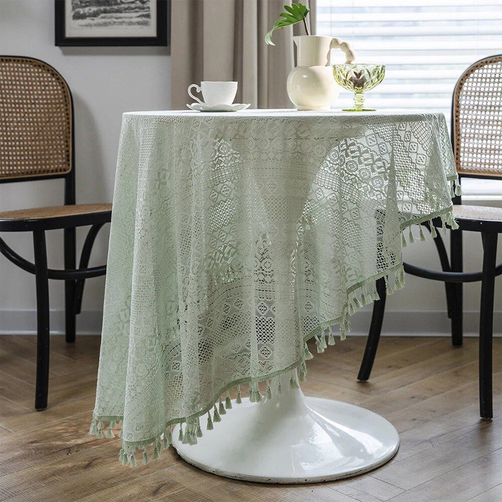 Elegant Handmade Lace Crochet Round Tablecloth