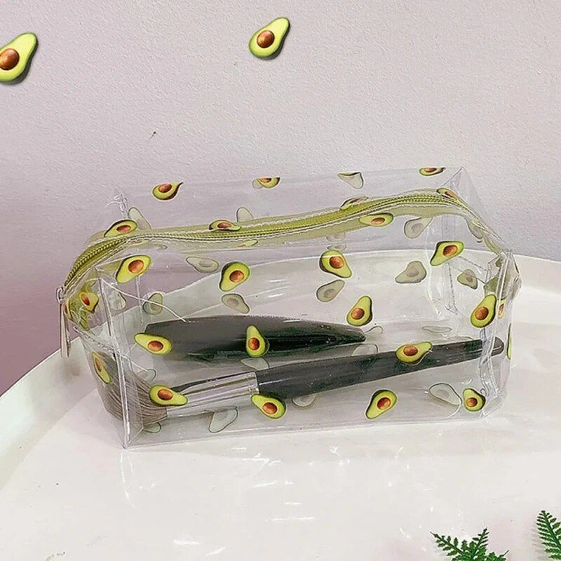 Trendy Transparent Strawberry Flower Cosmetic Bag