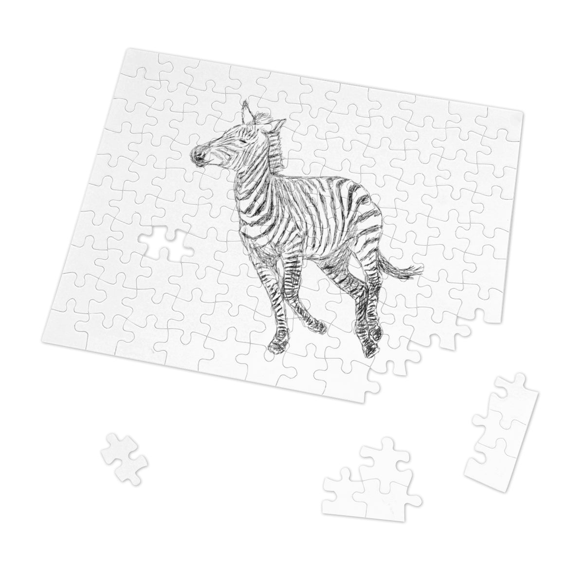 Home Decor, Puzzle Print for Children or Adults, Galloping Zebra Line