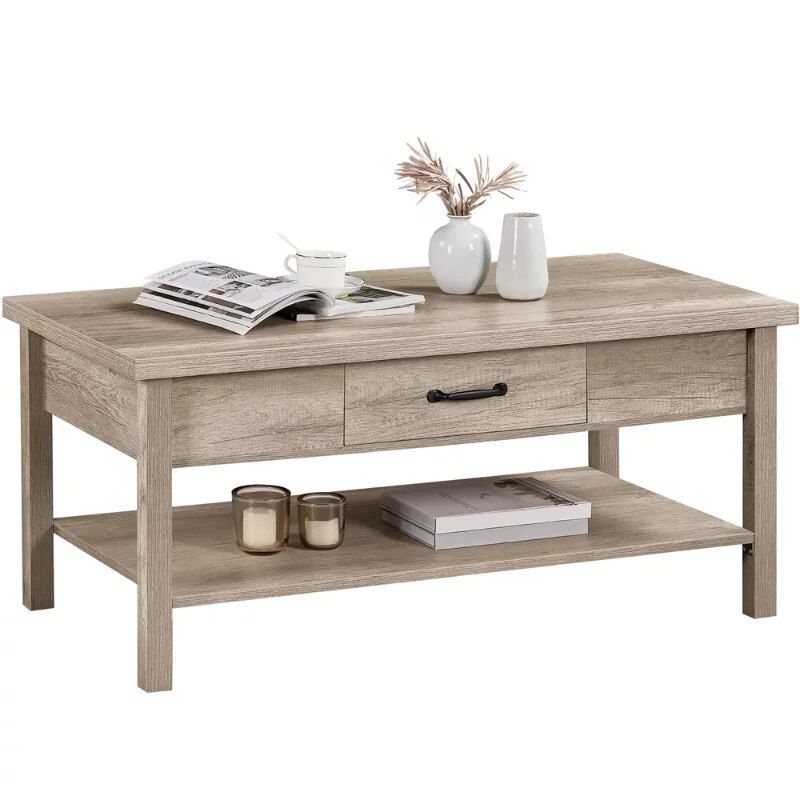 Versatile Lift-Top Coffee Table with Hidden Storage and Adjustable Height, Gray