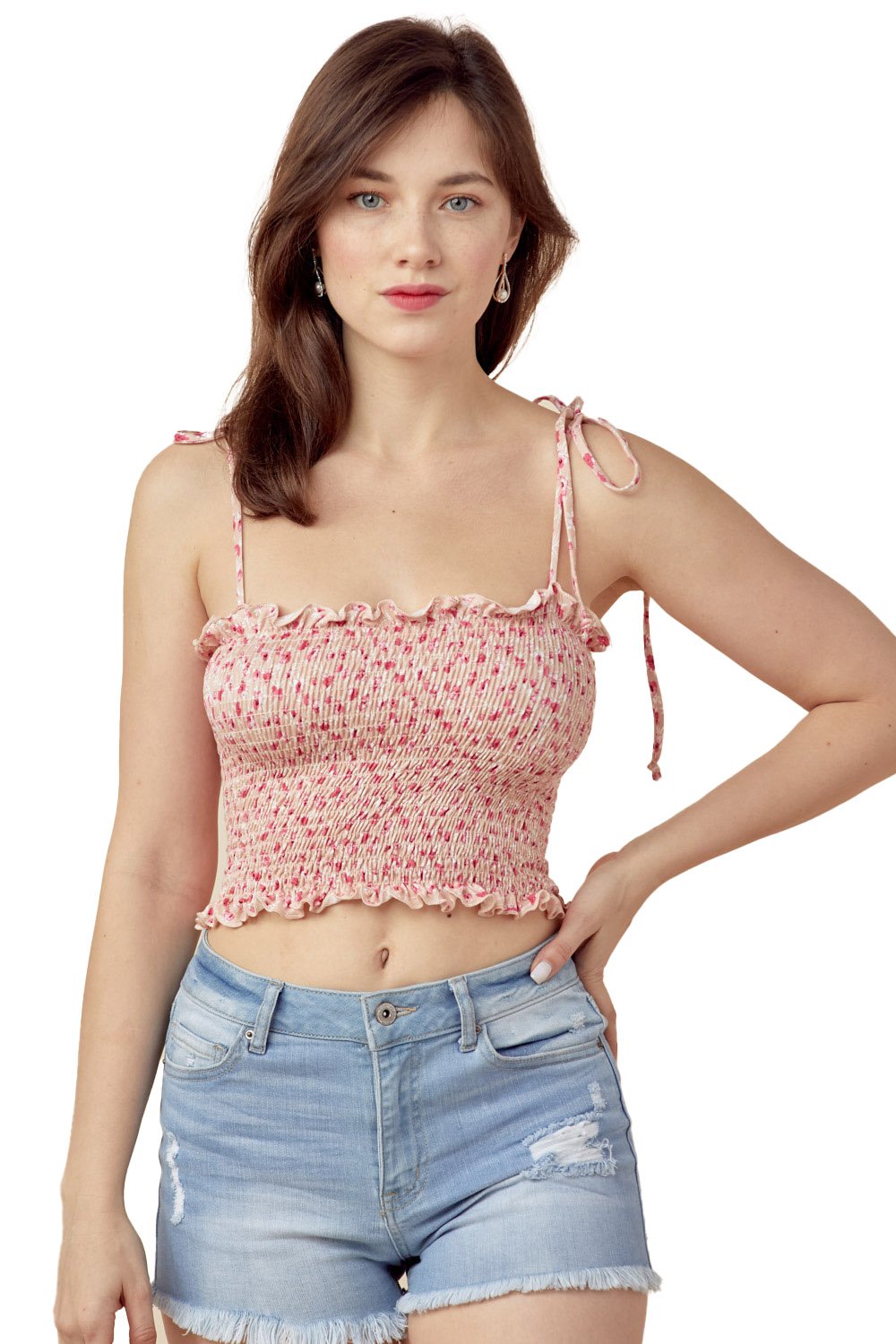 Tube Top Tie Shoulder Tube Smock Crop Top