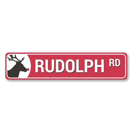 Rudolph Road Reindeer Holiday Sign