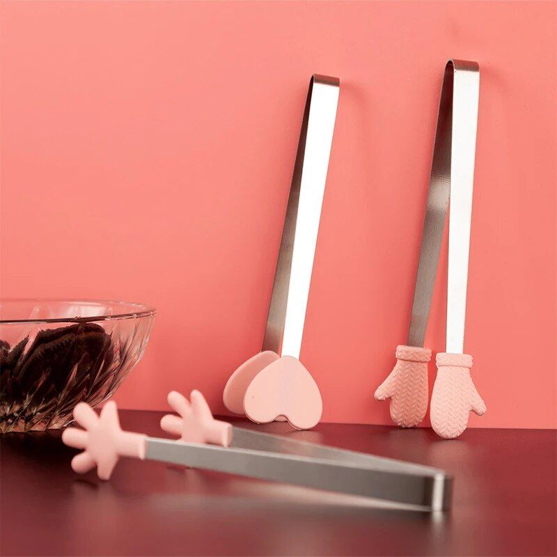 Creative Small Palm Heart Silicone Food Tongs