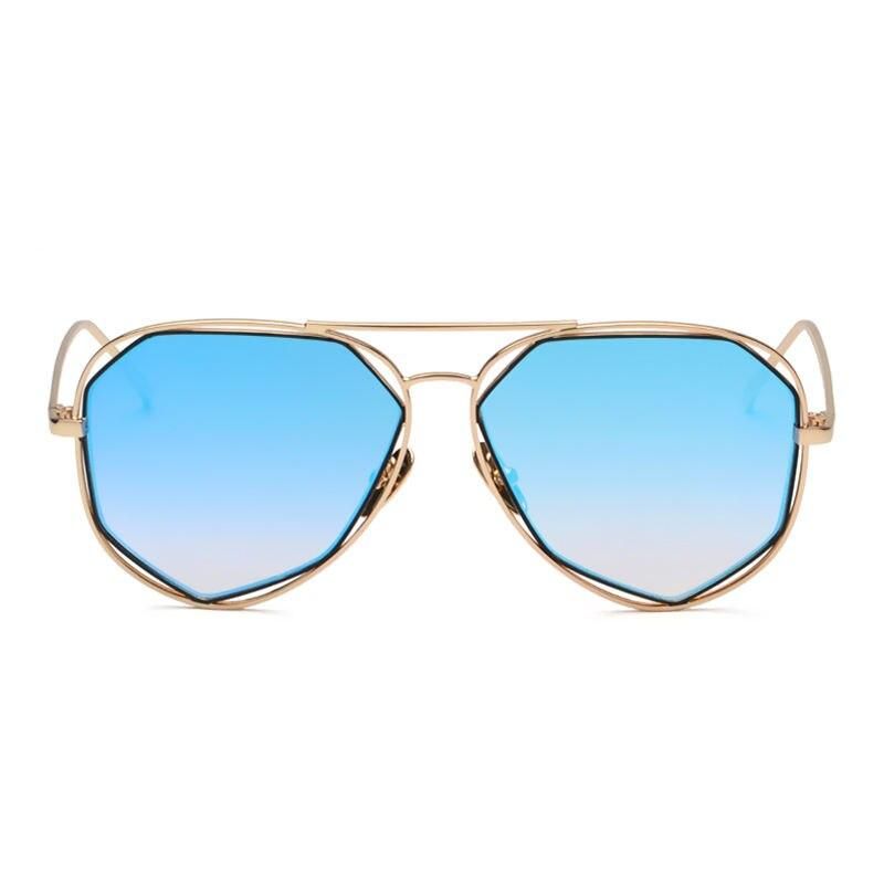 Rose Gold Aviator Sunglasses with Mirror Alloy Frame