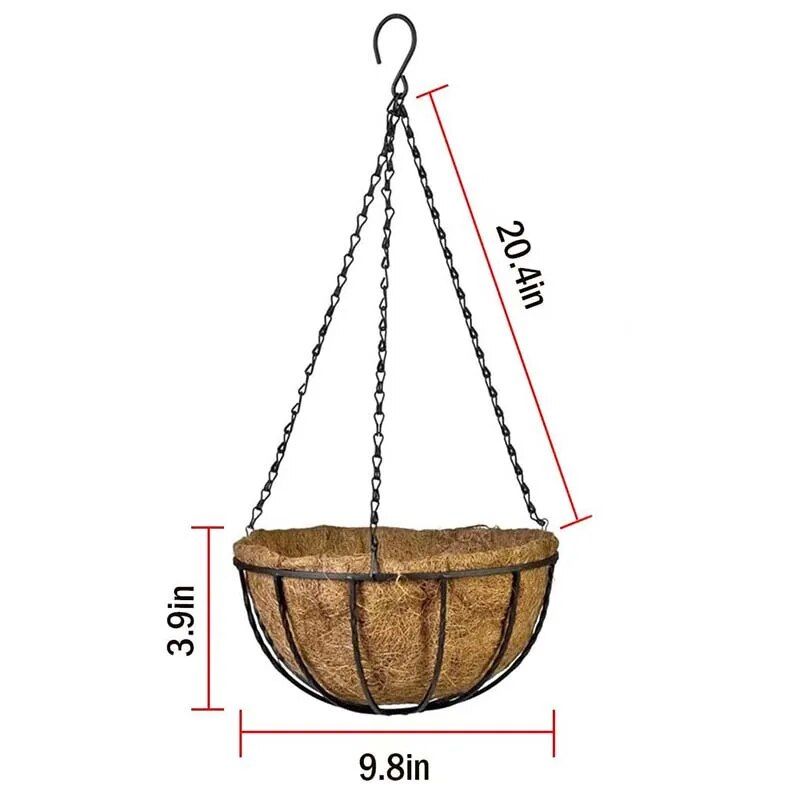 Elegant Metal Hanging Planter Baskets with Coconut Liner - Versatile Indoor/Outdoor Decor