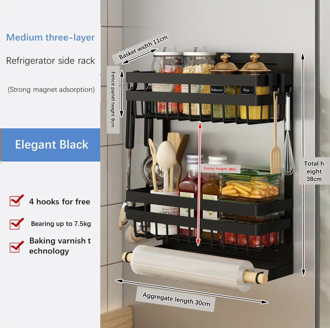 Multi-Tier Magnetic Kitchen Shelf: Space-Saving, Foldable, Versatile Organizer