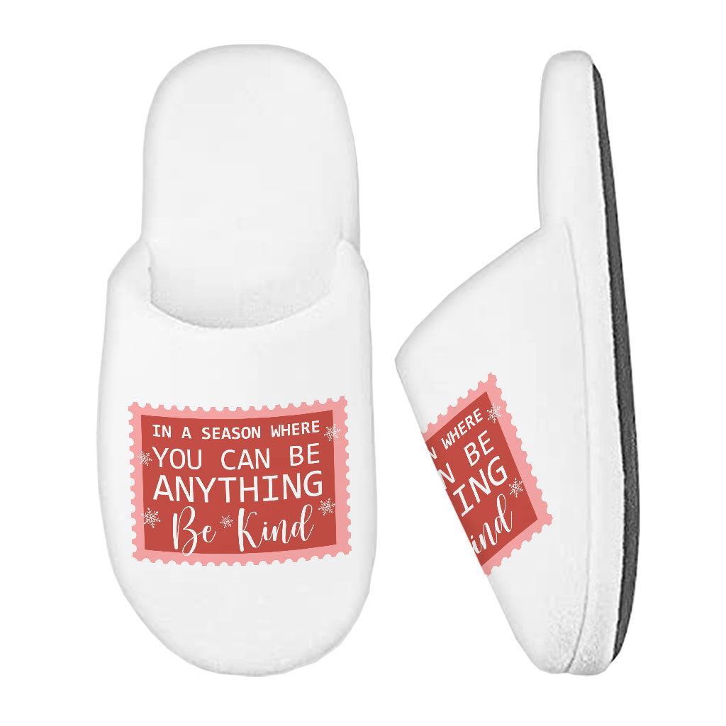 Be Kind Memory Foam Slippers - Christmas Quotes Slippers - X-mas Slippers