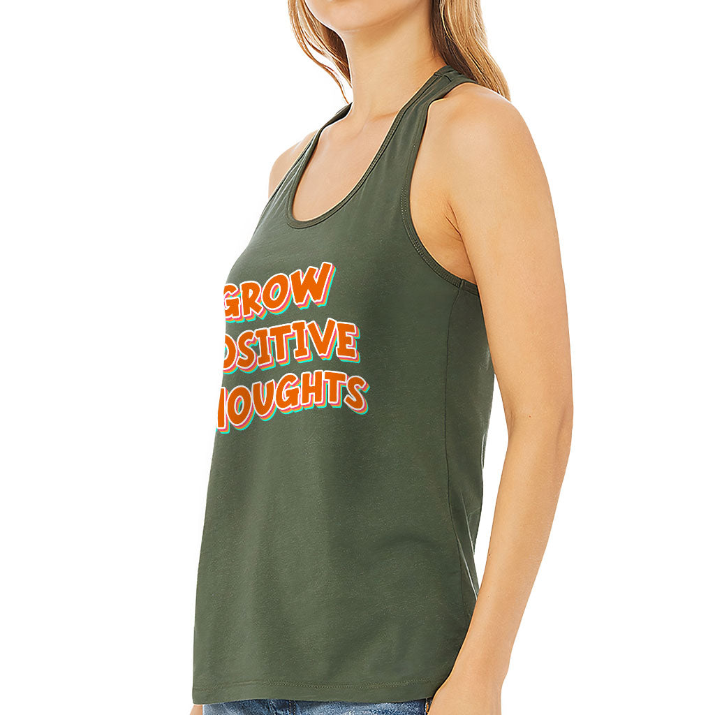 Grow Positive Thoughts Women's Racerback Tank - Inspirational Tank Top - Quote Workout Tank