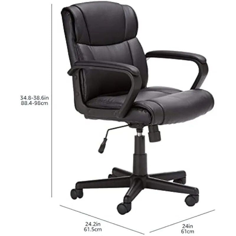 Ergonomic Swivel Executive Office Chair with Padded Armrests and Adjustable Height