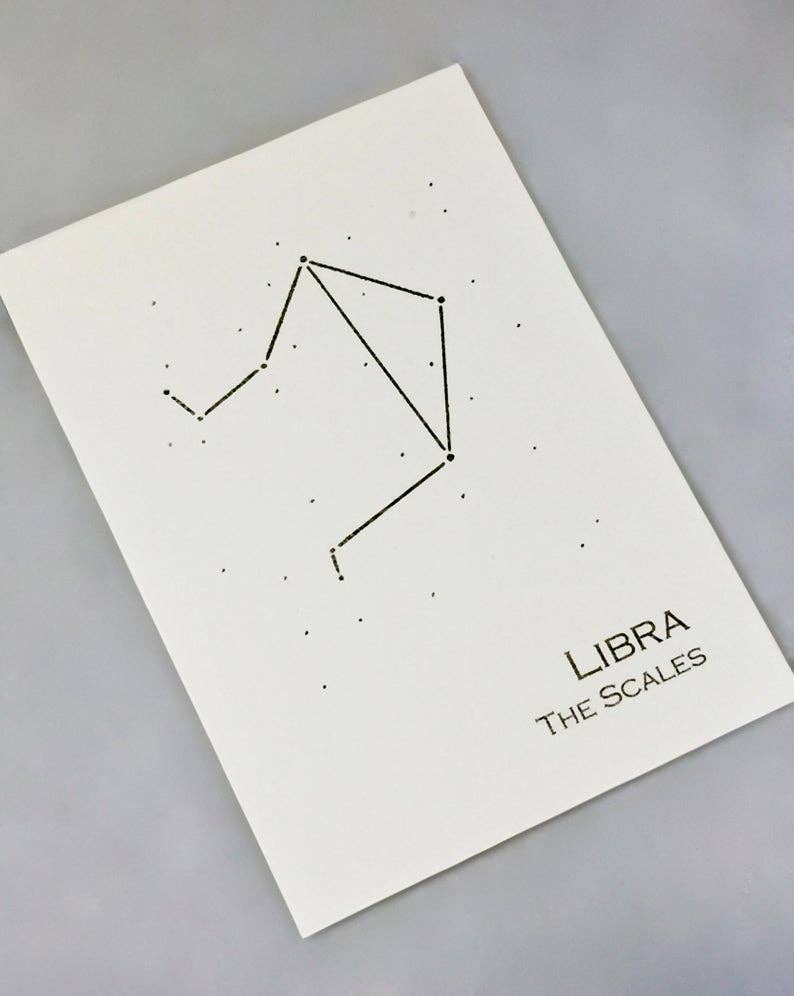 Libra Constellation Zodiac Art Print | White Grapevine