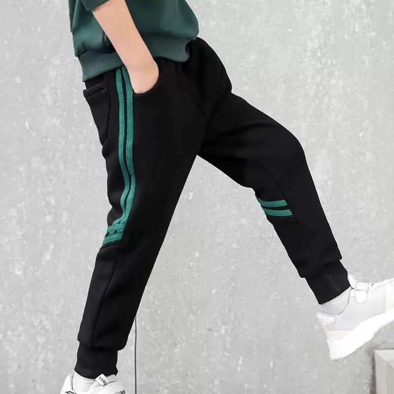 Boys' Stylish Striped Casual Pants for Ages 4-12 - Versatile Spring & Autumn Trousers