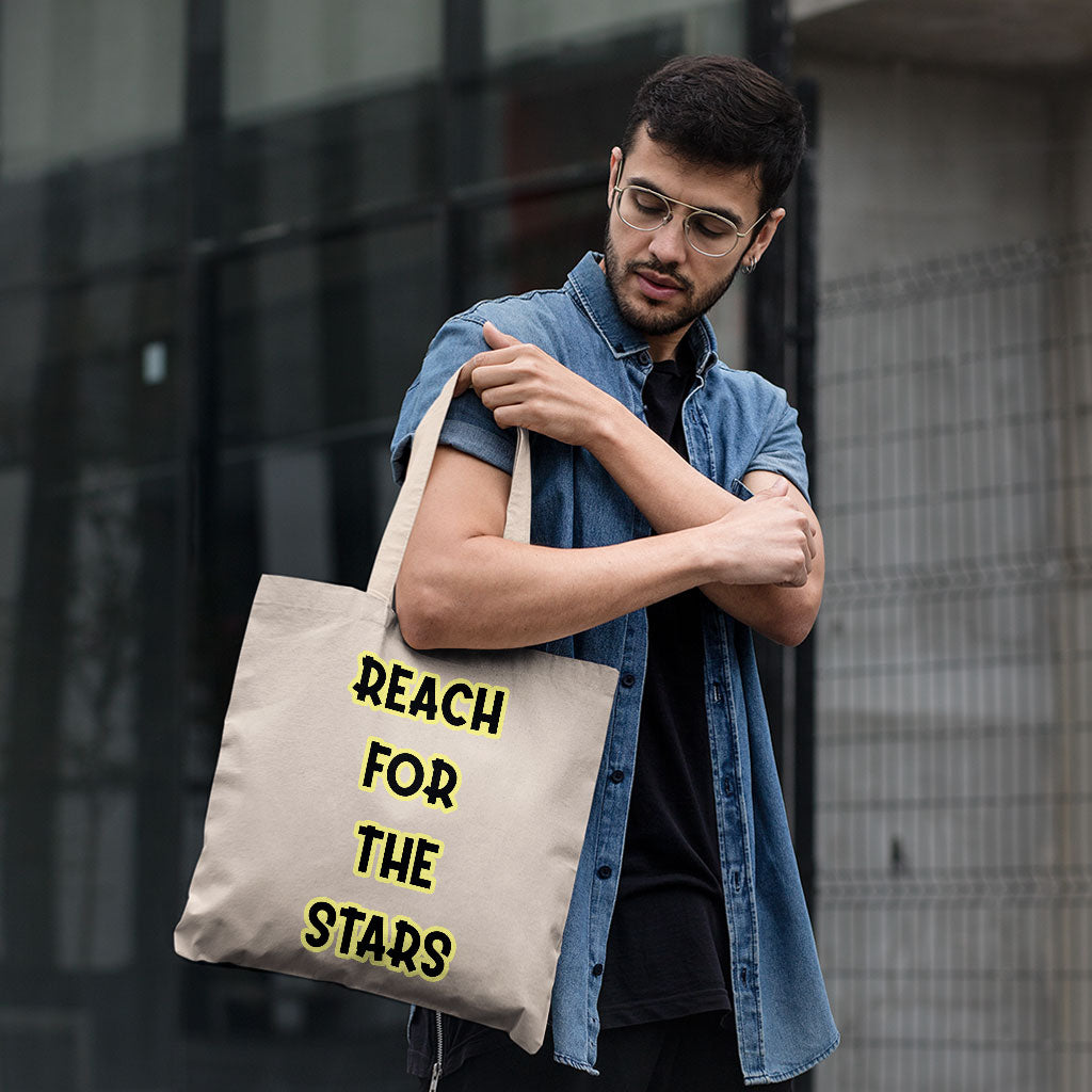 Reach for the Stars Small Tote Bag - Motivational Quote Shopping Bag - Cool Tote Bag