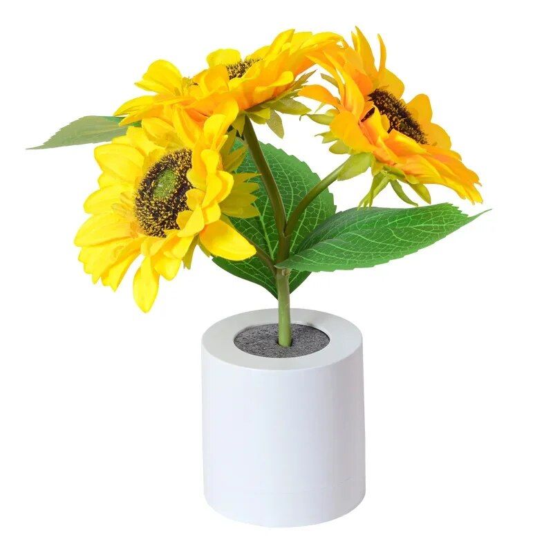 Rechargeable Sunflower LED Night Light - Creative and Novelty Bedroom Lamp for Kids and Friends