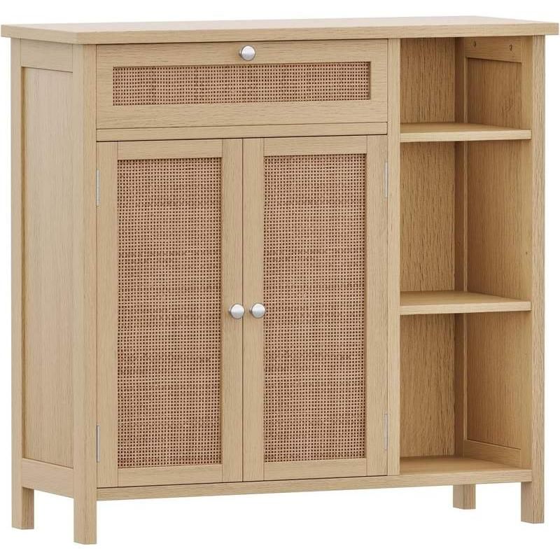 Freestanding Bathroom and Living Room Storage Cabinet with Adjustable Shelf and Drawer