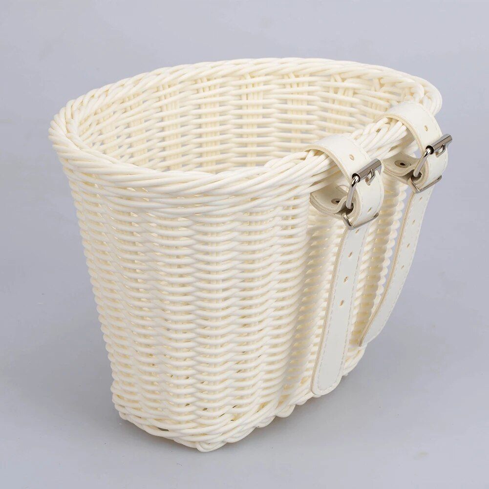 Handwoven PE Rattan Bicycle Basket