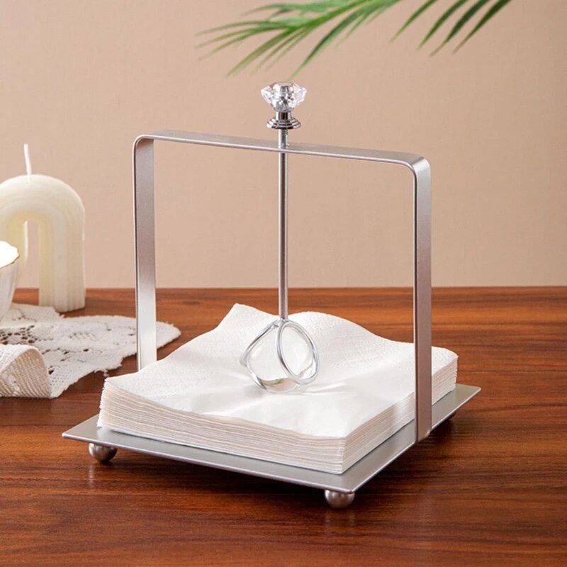 Elegant Iron Crystal Ball Tissue Box - Modern Decorative Tissue Storage for Home & Office