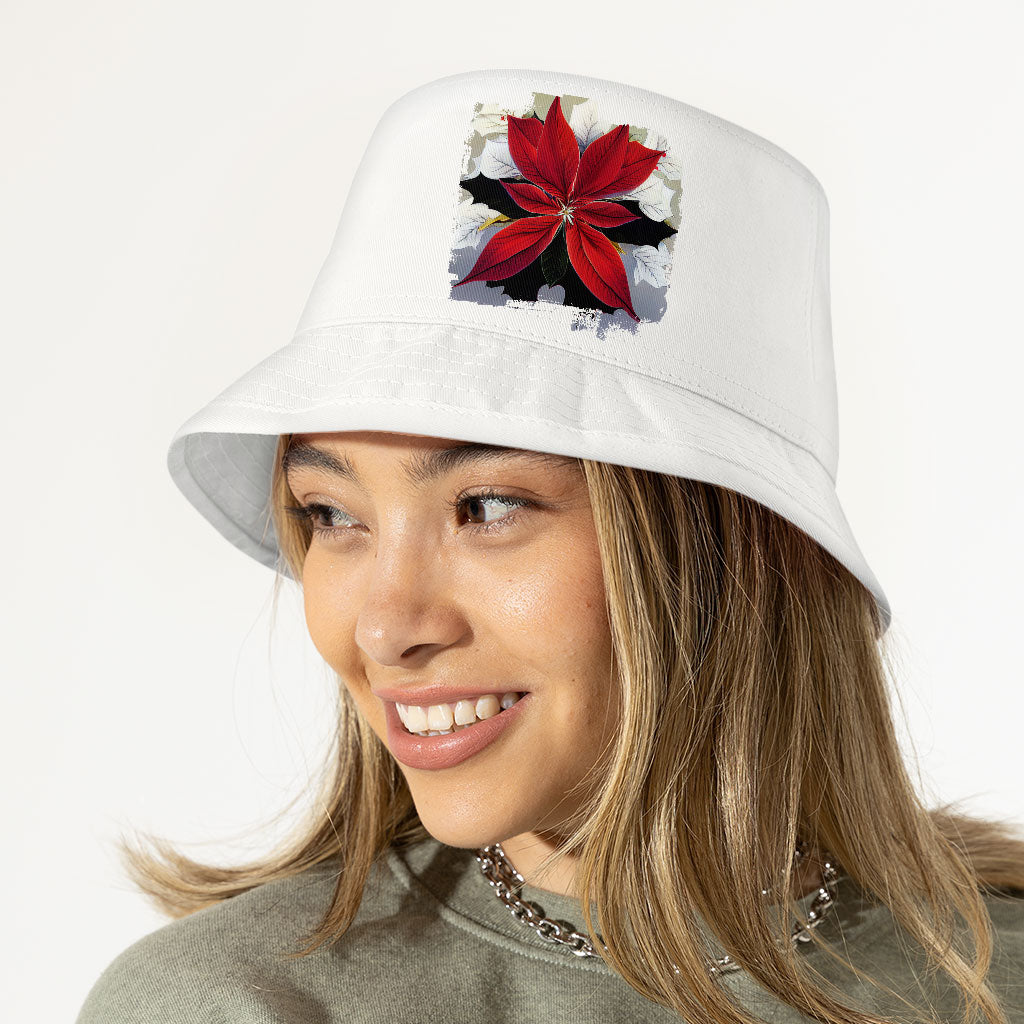 Flower Design Bucket Hat - Printed Hat - Themed Bucket Hat