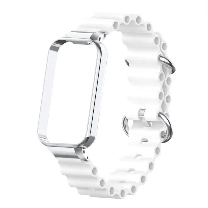 Ocean Silicone Watch Band with Protective Case - Rectangle/Square-shape Design