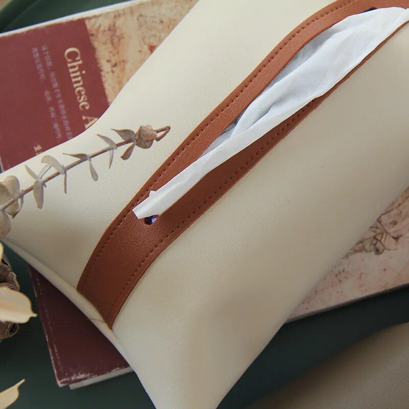 Elegant PU Leather Hanging Tissue Holder for Home and Car