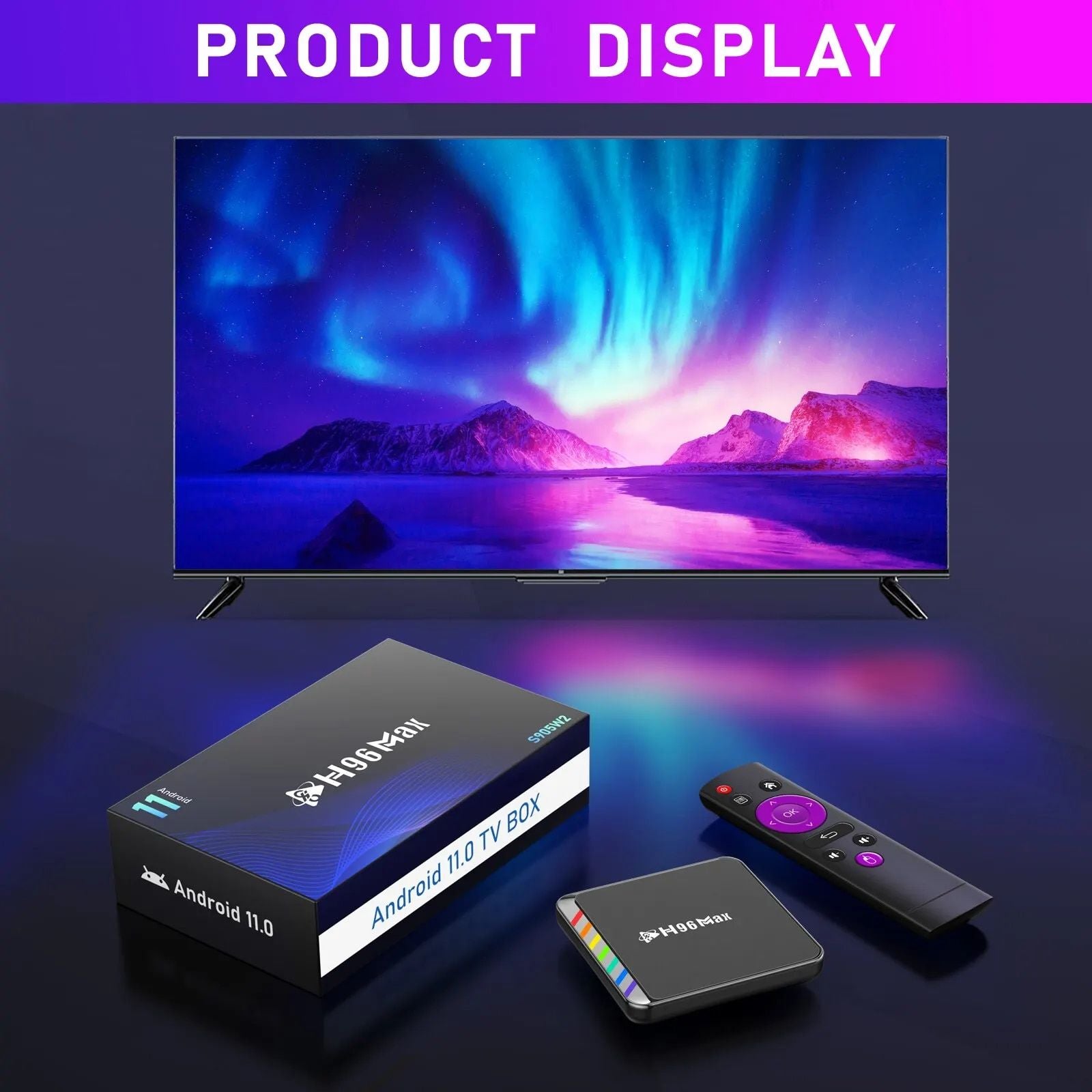 4K Ultra HD Smart TV Box - Android 11, Quad-Core, 64GB Storage, WiFi 6, Bluetooth 5.0