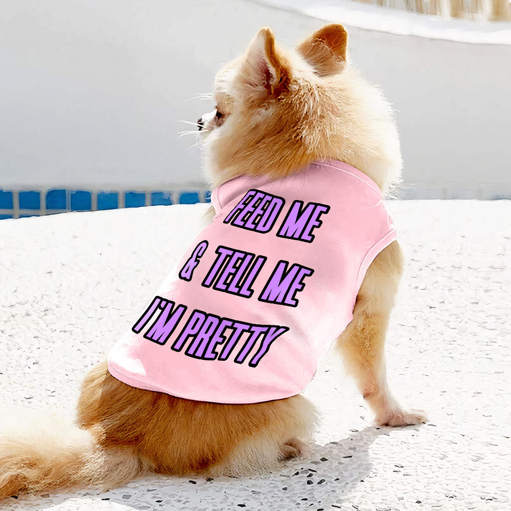 Feed Me Dog Sleeveless Shirt - Word Design Dog Shirt - Dog Theme Dog Clothing