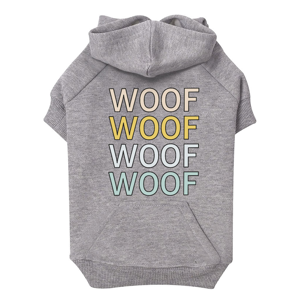 Woof Dog Hoodie with Pocket - Word Art Dog Coat - Beautiful Dog Clothing