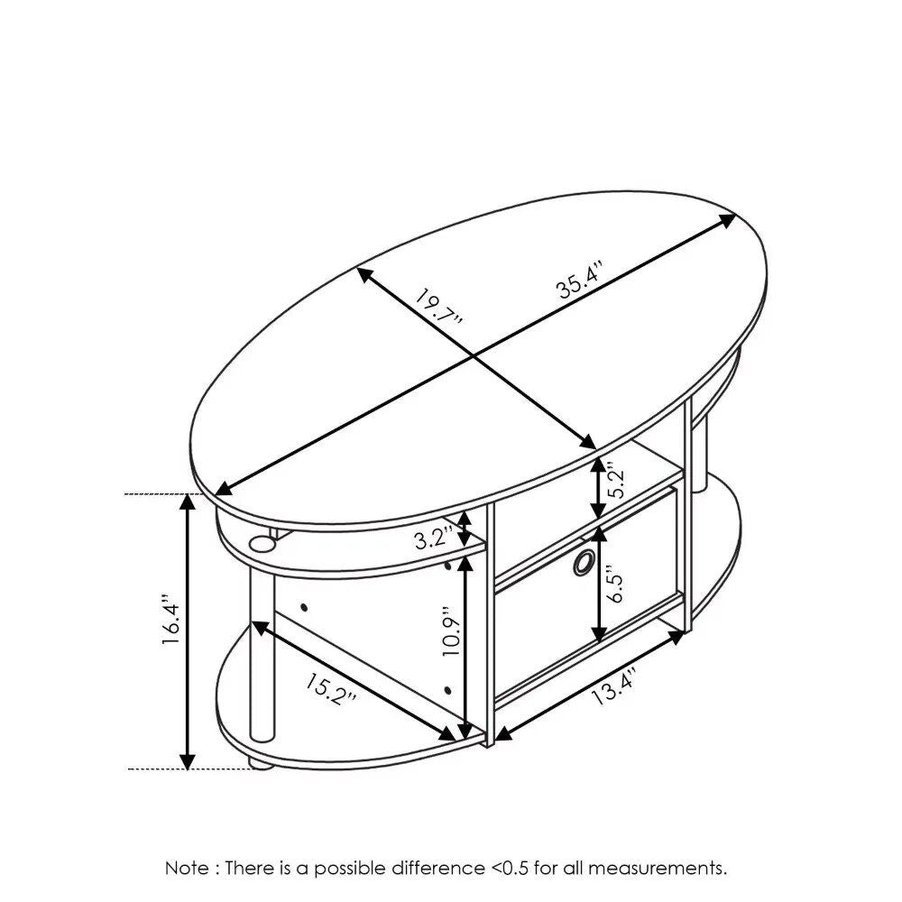 Modern Oval Coffee Table with Storage