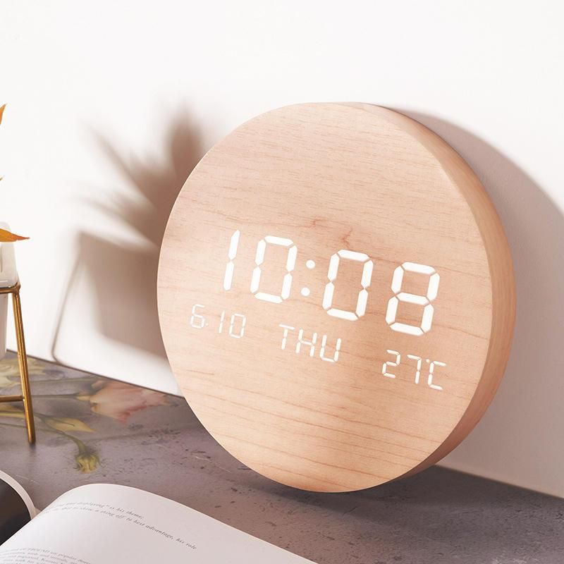 Modern Nordic-Style LED Digital Wall Clock with Temperature Display