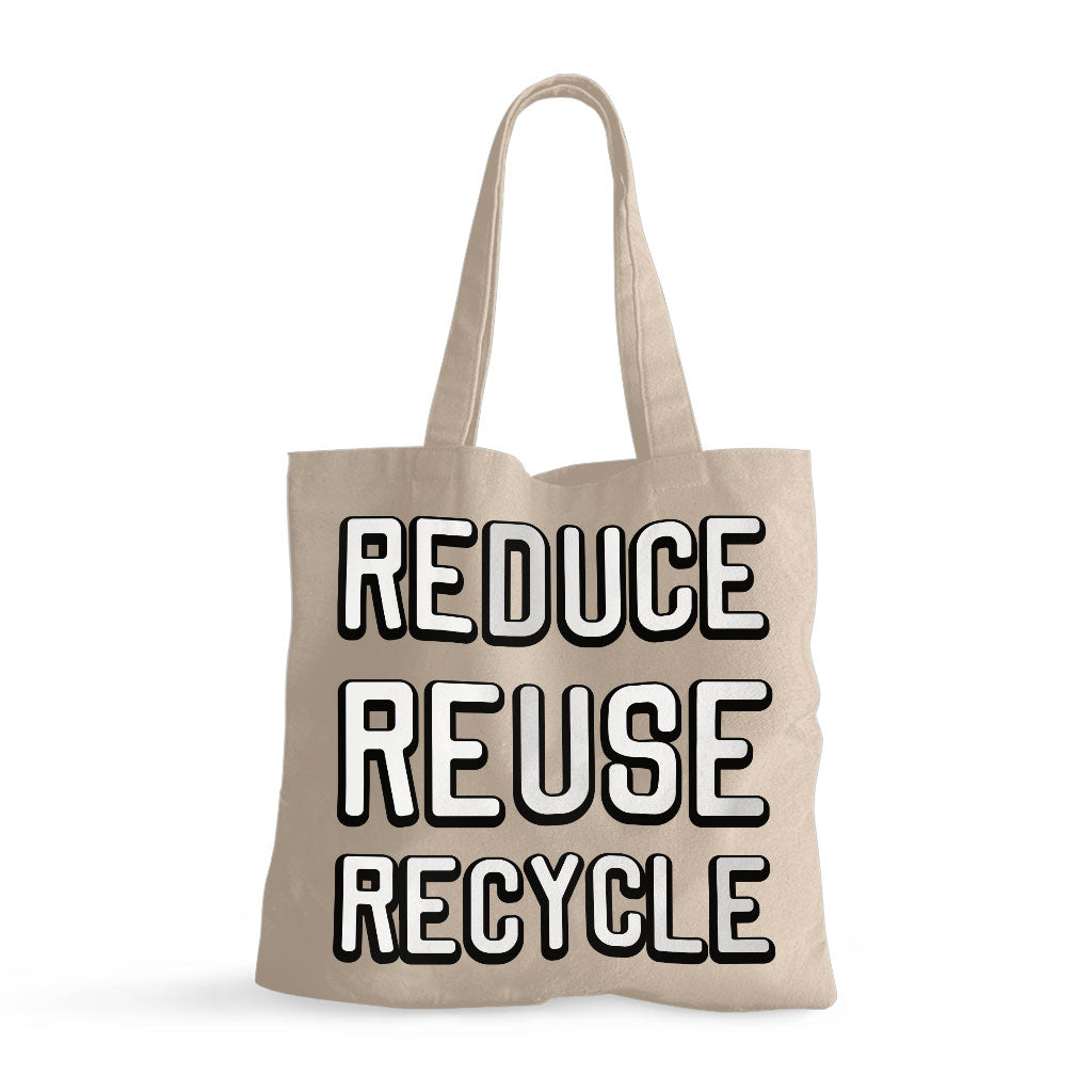 Reduce Reuse Recycle Small Tote Bag - Cute Design Shopping Bag - Best Design Tote Bag