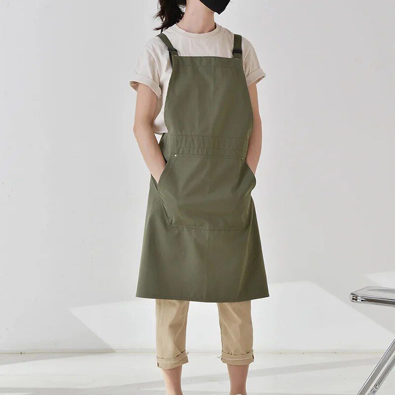 Stylish Waterproof & Oil-Proof Cotton Apron with Pocket