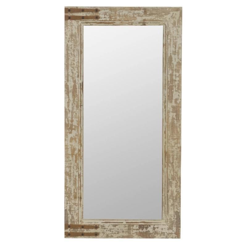 Rustic Distressed Taupe Wall Mirror - Farmhouse Inspired Home Decor