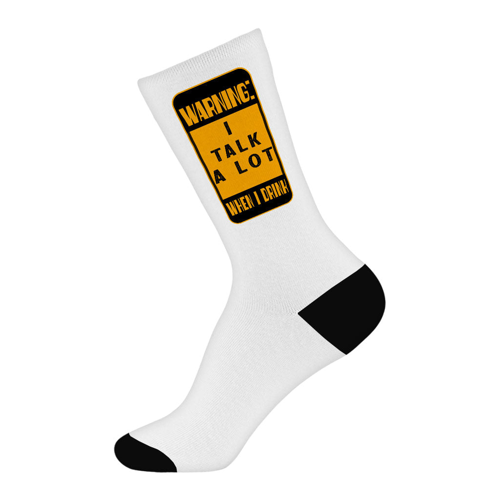 Warning Socks - Funny Novelty Socks - Printed Crew Socks