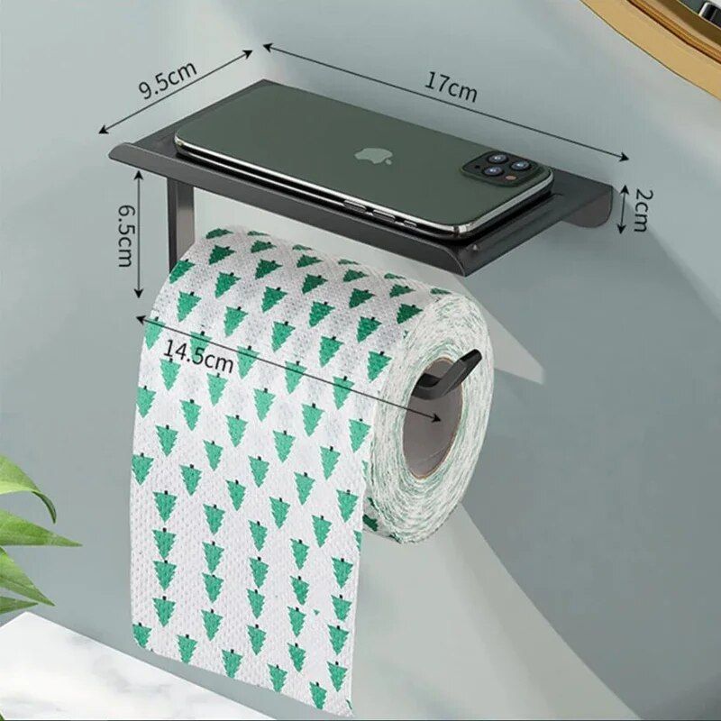 Sleek Aluminum Alloy Toilet Paper Holder with Tray