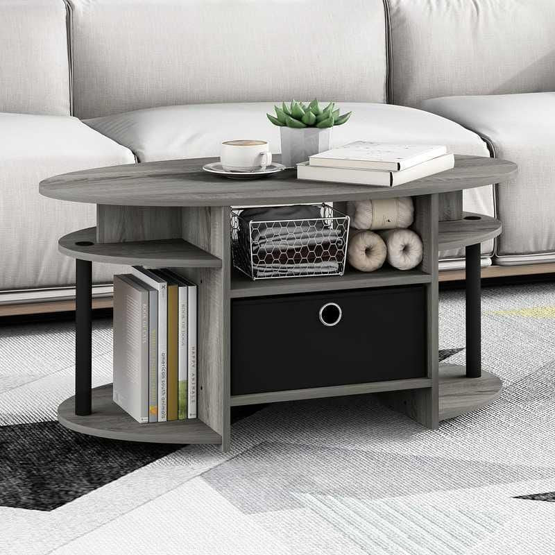 Modern Oval Coffee Table with Storage