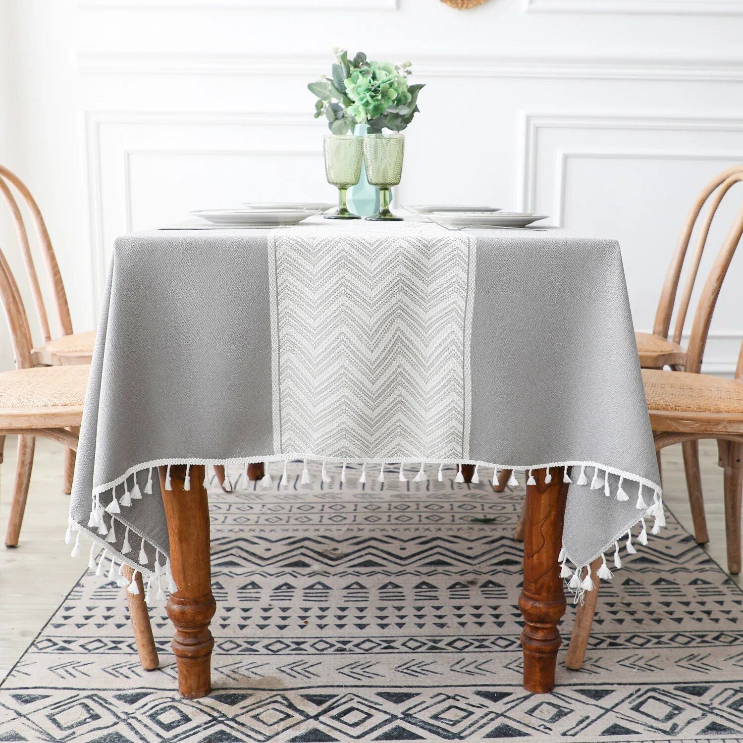 Elegant Nordic Rectangular Tablecloth with Tassel