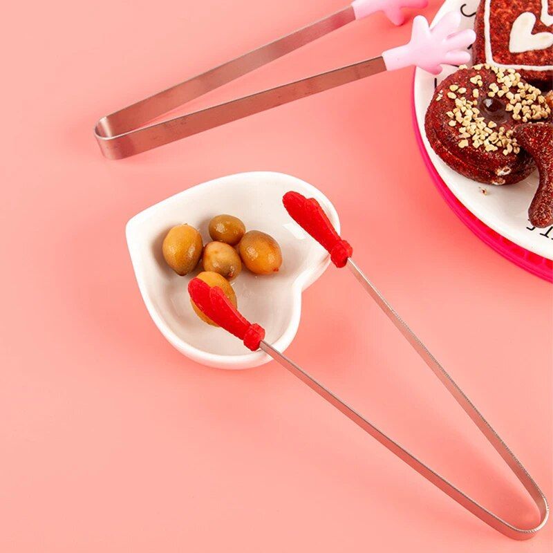 Creative Small Palm Heart Silicone Food Tongs